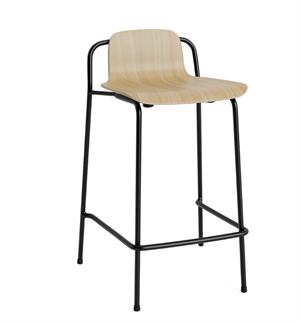 Normann Copenhagen - Studio Barstool 65 cm - Egesæde og sorte stål ben